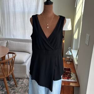 90s Vintage j.t.b. Black Shimmer Slinky Wrap Top Y2K Party Clubwear Extra Large